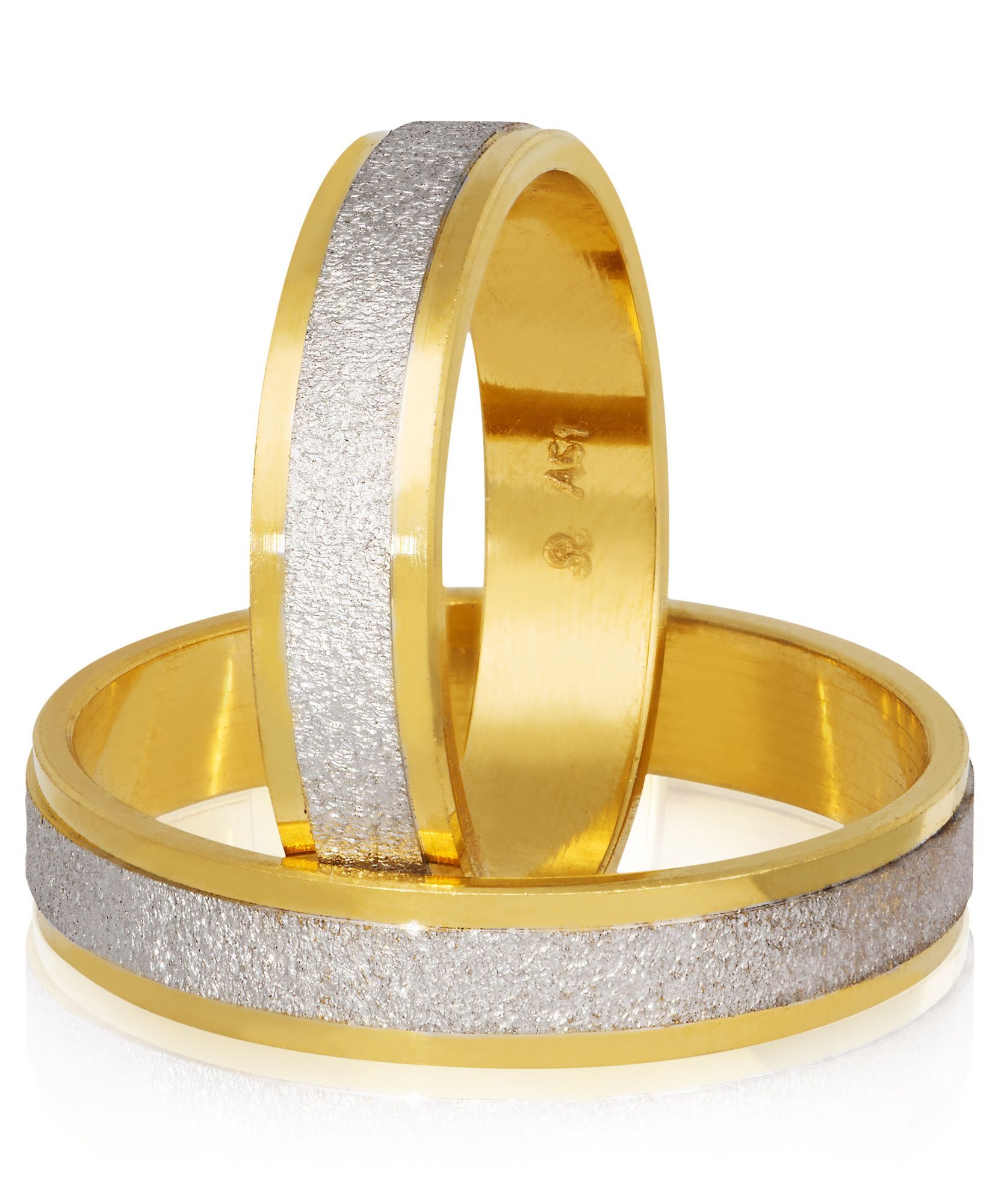 Βέρες γάμου απο σαγρέ λευκόχρυσο & κίτρινο χρυσό, 4,5mm (code S64)